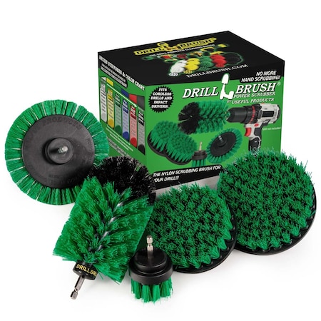 Drill Brush Power Scrubber By Useful Products 5 in W 7 in L Brush, Green G-S-E542J-QC-DB